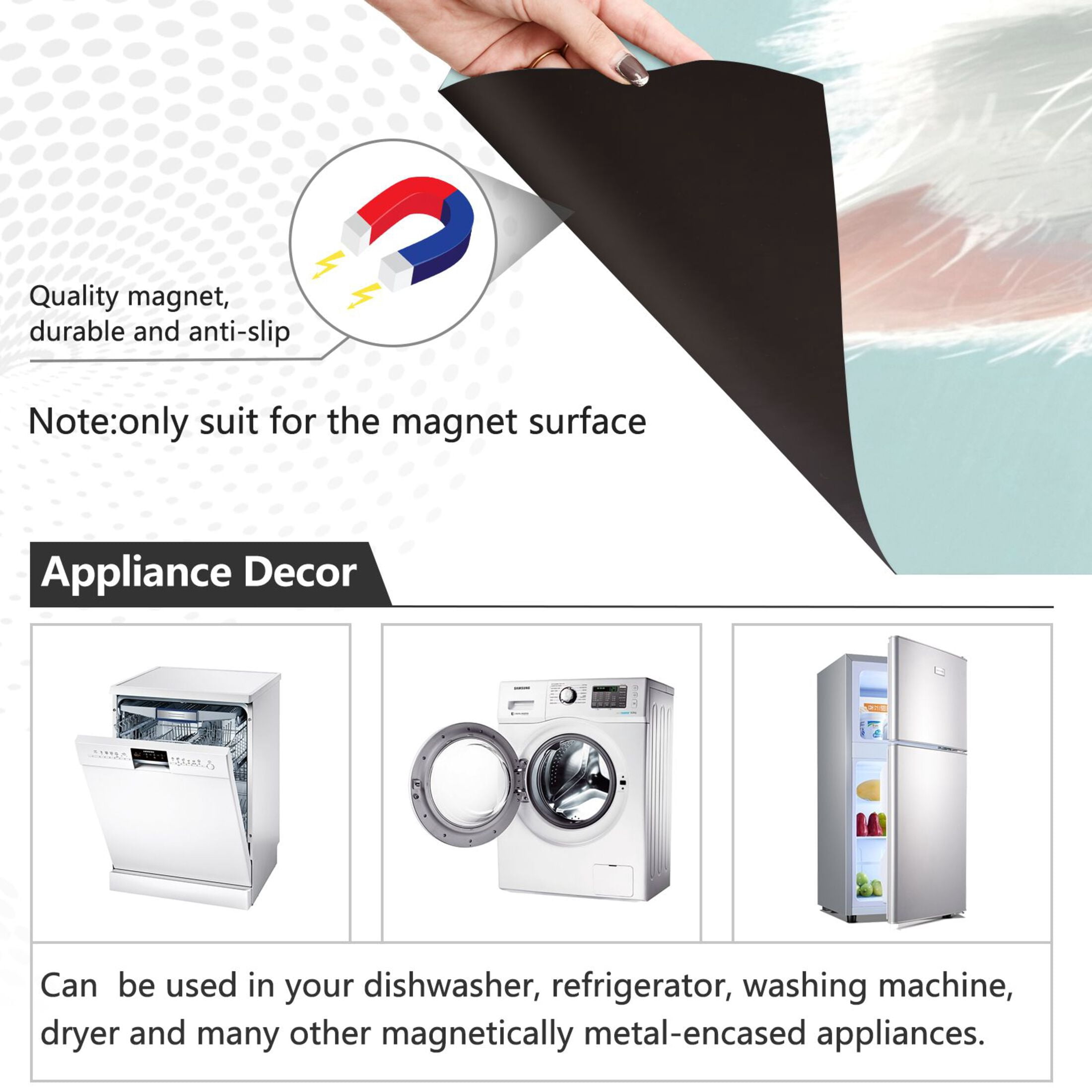 Dishwasher Magnetic Sticker 23x26 Inch Refrigerator Magnetic Sticker Washing Machine Magnetic Sticker Kitchen Panel Magnetic Sticker Home Decor Cute Cat with Blue Eyes
