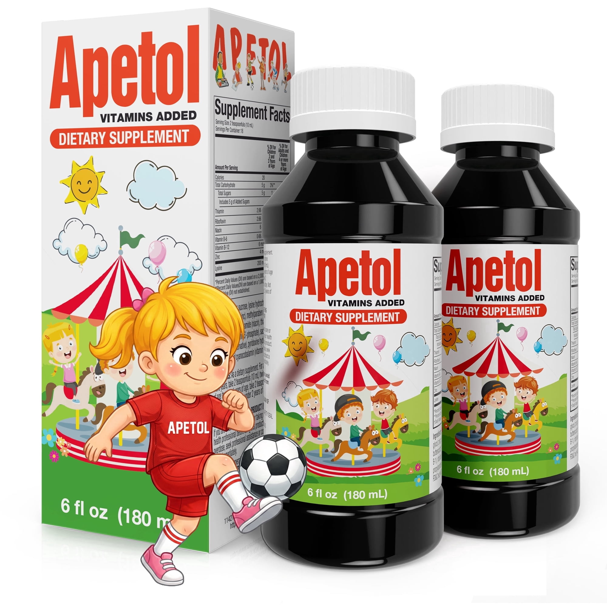 Apetol Appetite Booster for Kids & Adults | Liquid Multivitamin Syrup with Zinc & Vitamin B Complex | 2-Pack