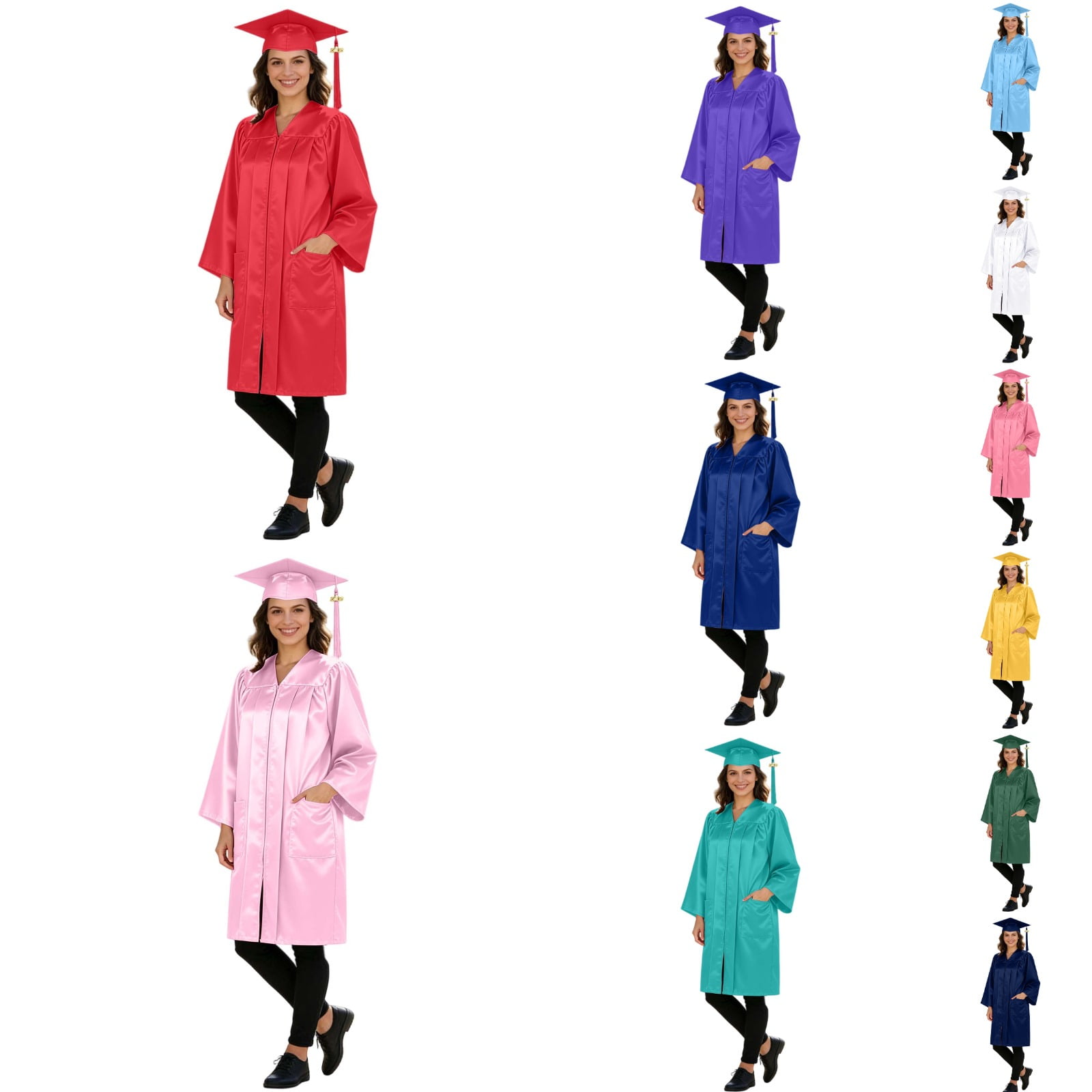 Shadoumai Matte Unisex Cap and Gown Set with Tassel and 2026 Year Charm for High School and College Graduation Ceremony
