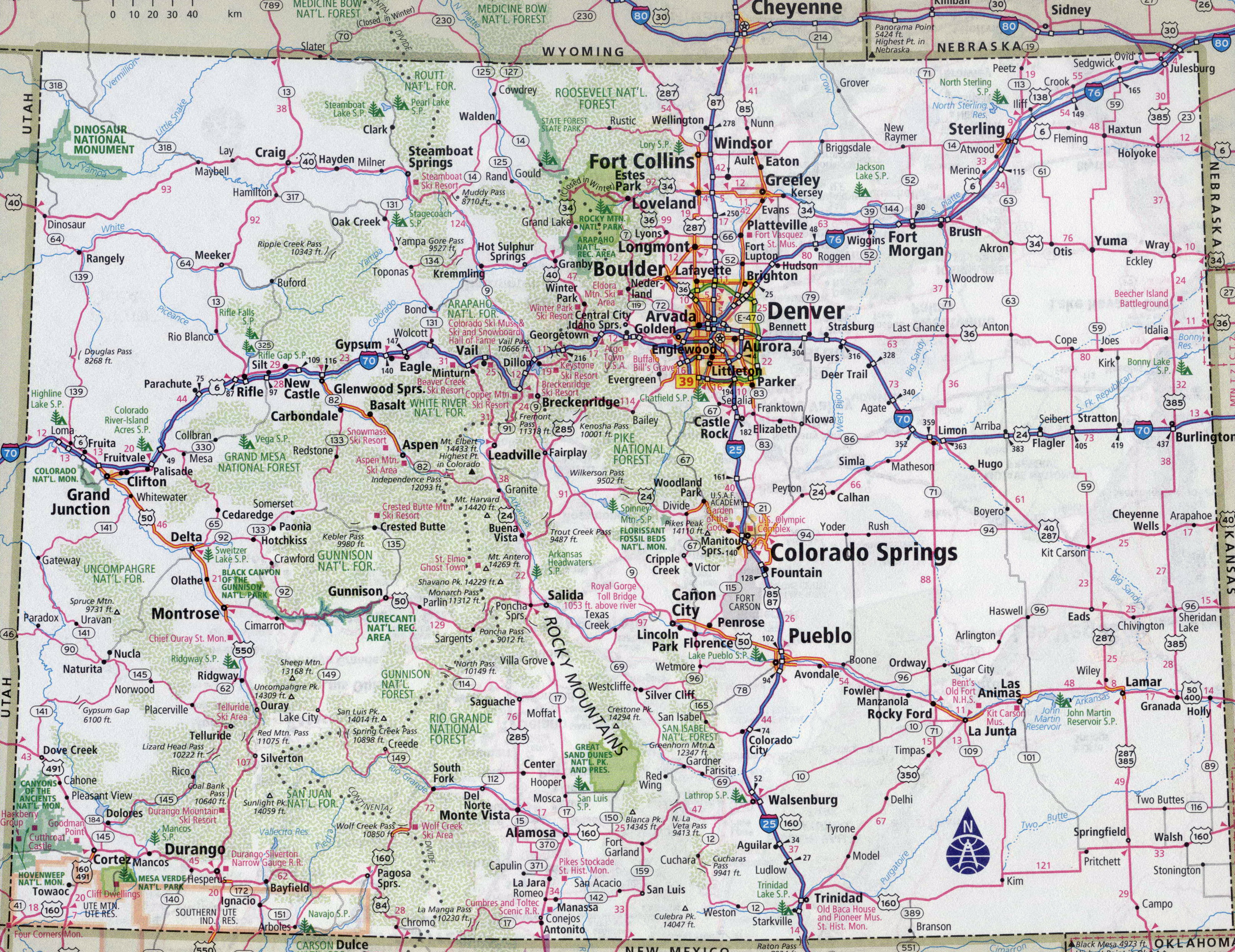 Free Printable Colorado Road Map