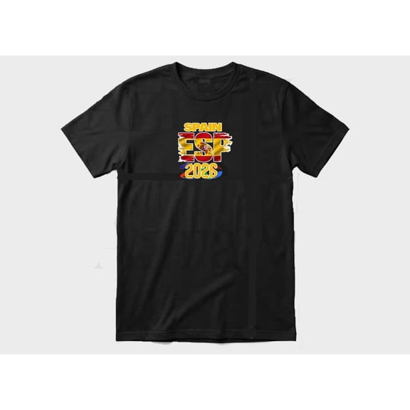 Spain Soccer Country Flag T-Shirt 2026 – Unisex Adult Football Fan Tee, World Tournament Supporter Shirt - Black - S