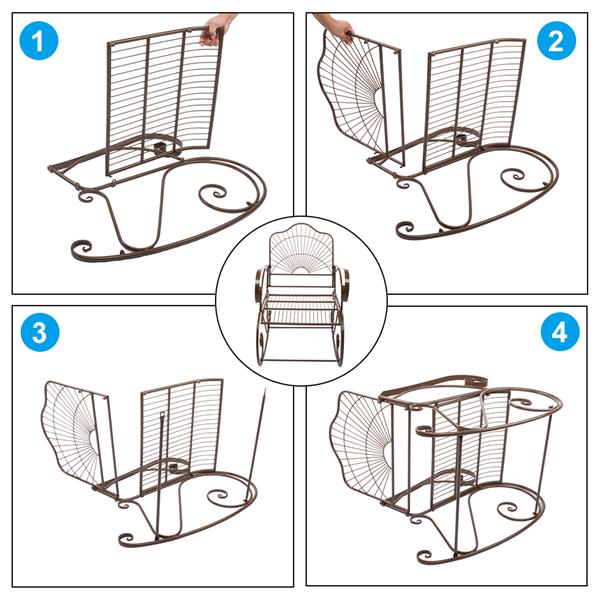 Outdoor Rocking Chair for Porch, Recliner Chair for Adults, Patio Lounge Chair Relax Chair for Garden Balcony Pool - image 5 of 9