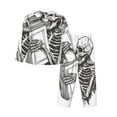 thumbnail image 2 of Uemuo Skeleton Book Lover Pattern Womens Pajama Sets,PJ Set for Women,Pajamas for Women Logo,Long Sleeve Pajama Set for Women,Soft Long Sleeve Top With Pants-Large, 2 of 9