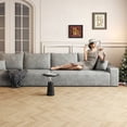 thumbnail image 3 of Modern Grey Plush Corduroy 140" Cloud Sectional Sofa for Living Room,No Assembly Needed, 3 of 7