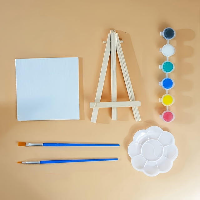 QJUHUNG 11Pcs/Set Including 6 Paints a Palette an Easel a Drawing Board 2 Brushes for DIY Artists to Paint-The Perfect Gift Home Decor And Beginner