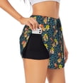 thumbnail image 2 of Bixox Women's Blue Floral pattern 2 in 1 Running Shorts - Lightweight Athletic Workout Gym Yoga Shorts Liner with Pockets - Large, 2 of 7