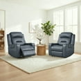 thumbnail image 3 of Spruce & Spring Lay-Flat Genuine Leather Power Recliner Chair with Headrest, Navy, 3 of 8