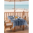 thumbnail image 2 of Outdoor Tablecloth with Umbrella Hole for Patio/Picnic/Party/Camping, Navy Blue Ombre Waterproof Table Cloth Rectangle Table Cover Washable, Modern Abstract Striped Polka Dots (60"x 84"), 2 of 8
