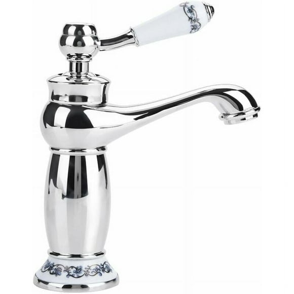 Vintage Blue and White Porcelain Bathroom Faucet with Ceramic Cartridge