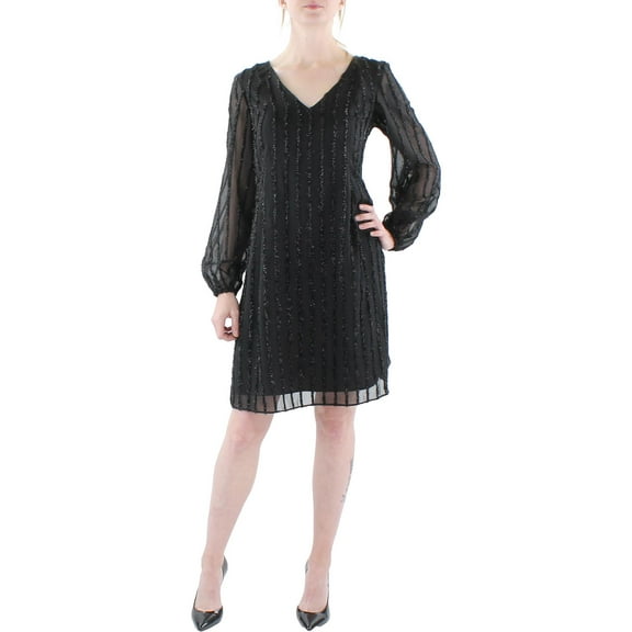 Inc International Concepts Womens Long-Sleeve Shift Dress Black S