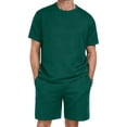 thumbnail image 2 of Mens 2 Piece Outfit Summer Vacation Beach Set Casual Short Sleeve Shirt and Shorts for Men Green XL, 2 of 7
