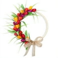 thumbnail image 1 of Corona de Tulipanes Artificiales de Pascua con Perlas de Madera para Puertas Y Paredes, 1 of 6