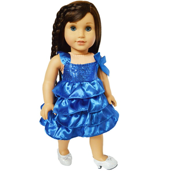 American Creations Blue Party Dress Compatible With 18 Inch Dolls ...