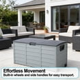 thumbnail image 6 of 75 Gallon Resin Deck Box with Wheels, Outdoor Storage Bin for Patio Furniture Cushions, Garden Tools and Pool Toys, Portable Backyard Storage Shed with Side Handles, Grey, 1-Pack, 6 of 7