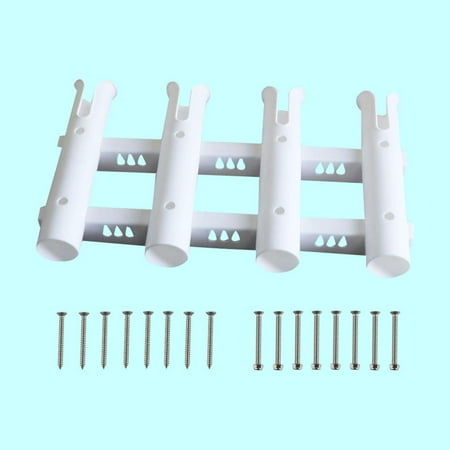Nylon Fishing Rod Holder Portable 4 Pole Bracket Support Tube for Boat Yacht Kayak Garage Storage Side - White