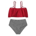 thumbnail image 5 of JINMGG Womens Plus Size Clearance Women Printing Small Fresh Solid Color Swimsuit Split Bikini Set Swimwear, 5 of 5