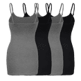 thumbnail image 5 of ShezPretty Womens & Juniors Basic Solid Long Length Adjustable Spaghetti Strap Camisole Tank Top (4PK - XLarge, Charcoal Grey/Black/Charcoal Grey/Black), 5 of 5