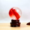 thumbnail image 2 of K-KED 70mm Big Natural Red Smelting Healing Quartz Stone Ball Crystal Sphere W/ Stand, 2 of 9