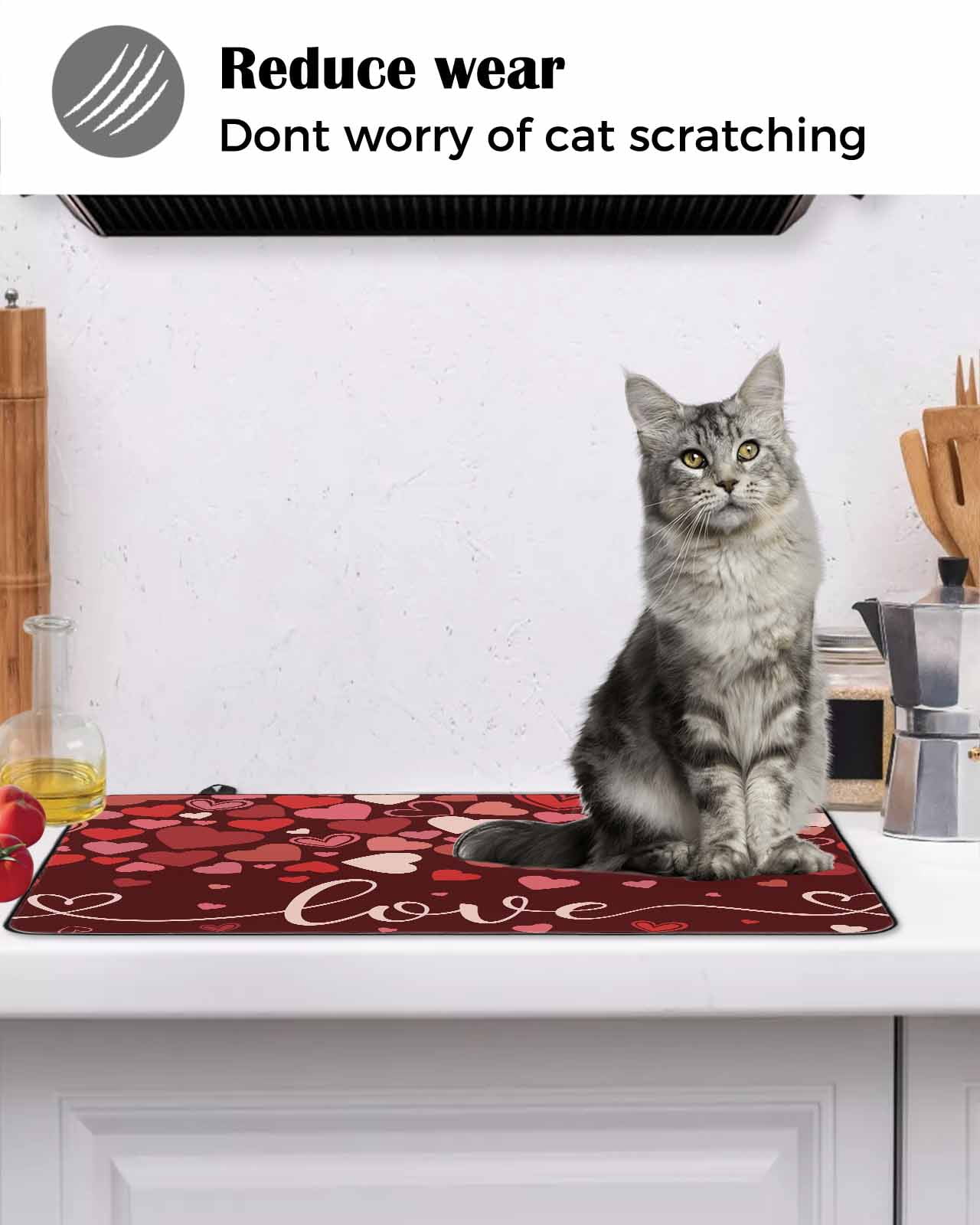 Large Induction Cooktop Protector Mat Valentine's Day Stove Top Covers for Electric Stove, Love Heart Modern Art Romantic Decorative Stove Burner Cover Mats, Glass Top Stove Cover