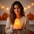 thumbnail image 7 of Glowing Halloween Ghost Ornament, Resin Spooky Indoor Home Decor, Led Ghost Figurine for Shelf Windowsill Party, Glow In The Dark Decorative Ghost Lamp, 7 of 7