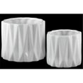 thumbnail image 1 of Collection Tendances Urbaines 42967 Vase Rond en Céramique avec Corps Design en Diamant Gaufré&44; Blanc - Lot de 2, 1 of 1