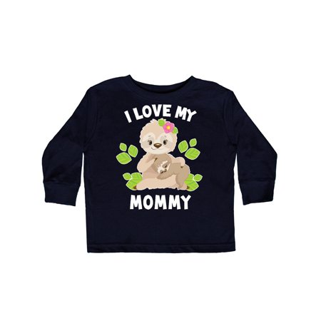 

Inktastic Cute Sloth I Love My Mommy with Green Leaves Gift Toddler Boy or Toddler Girl Long Sleeve T-Shirt