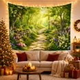 thumbnail image 3 of Flower Garden Stone Path Through Sunlit Forest, Peaceful Cottagecore for Garden Lovers, Botanical Wall Art, Mother's Day Gift, Tapestry Wall Hanging for Bedroom and Living Room, 3 of 7