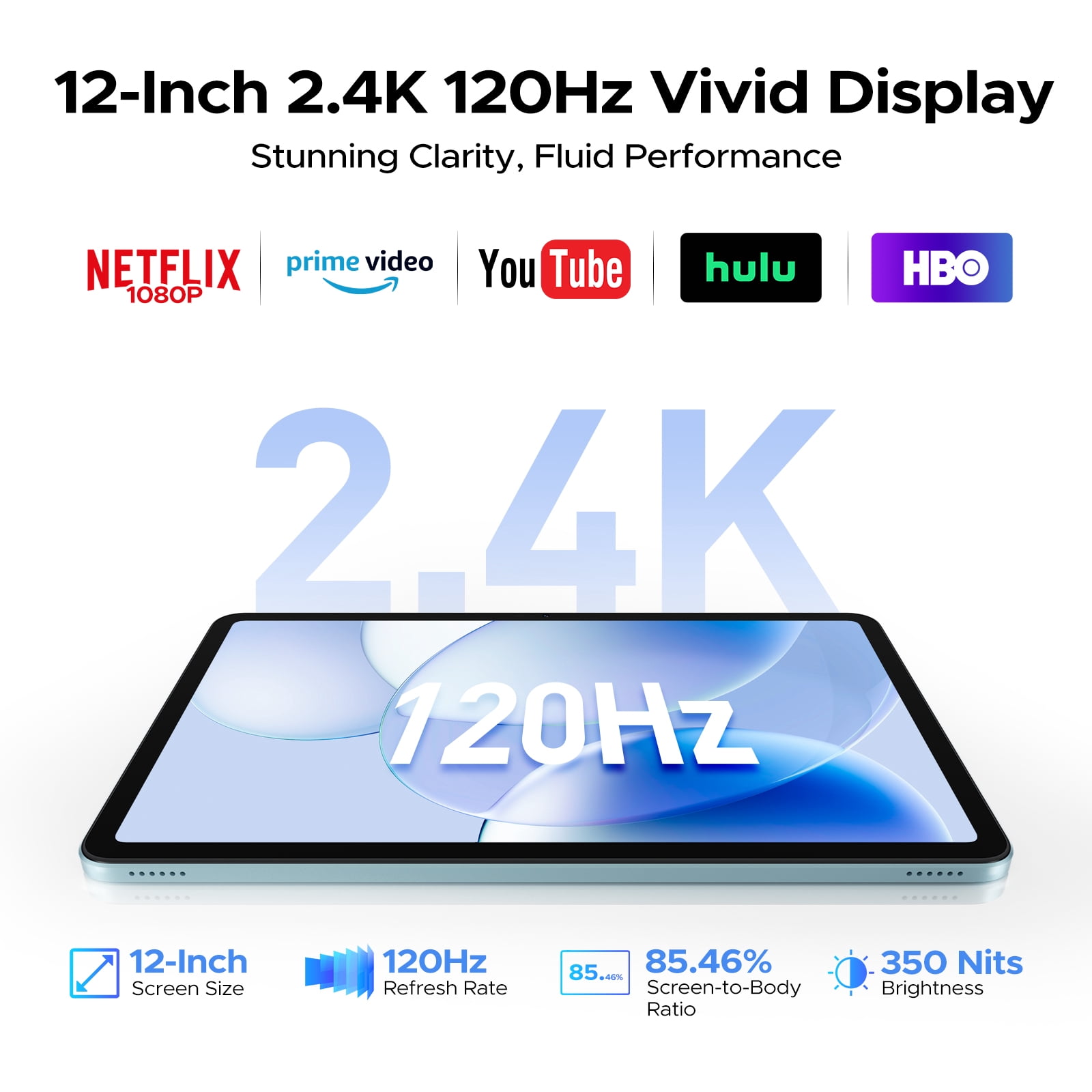 Aorlym P12 Tablet 12 inch, Android 16, 48GB RAM+128GB ROM/2TB TF, T7280 Octa-core, Gemini AI, IPS 2.4K 120Hz Display, 10000mAh/18W, 5G WiFi, 8MP+13MP, GPS, Face ID, OTG, Tablet with Keyboard