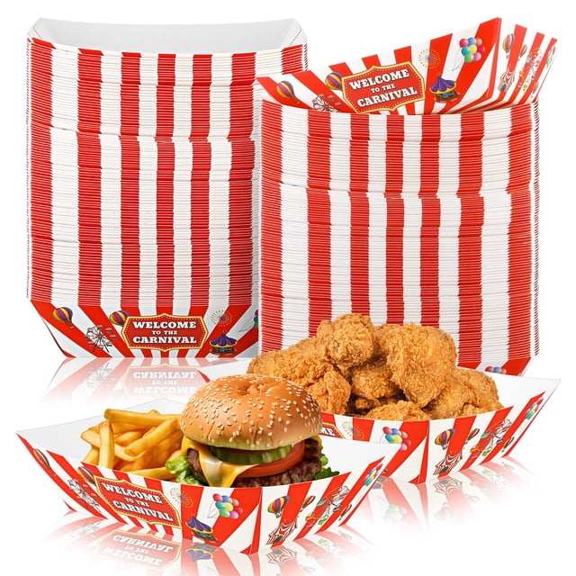 Bandejas para servir comida Tenceur Carnival, 2 libras, 100 unidades de papel