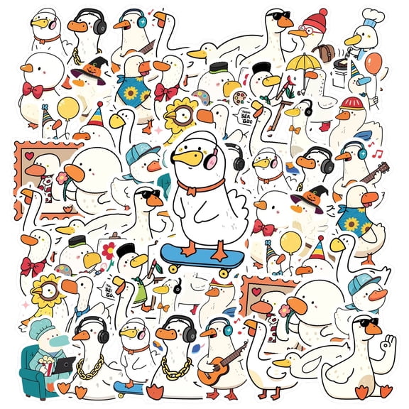 35pcs Funny Animal Stationery Stickers Cartoon Duck Stickers for Laptops Notebooks Suitcases