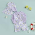 thumbnail image 2 of JAJAHO Baby Girls One Piece Swimsuit Long Sleeve Rash Guard Floral Print Zipper Bathing Suit With Sun Hat For Kids 0-3 Years Comfortable Swimwear, 2 of 5