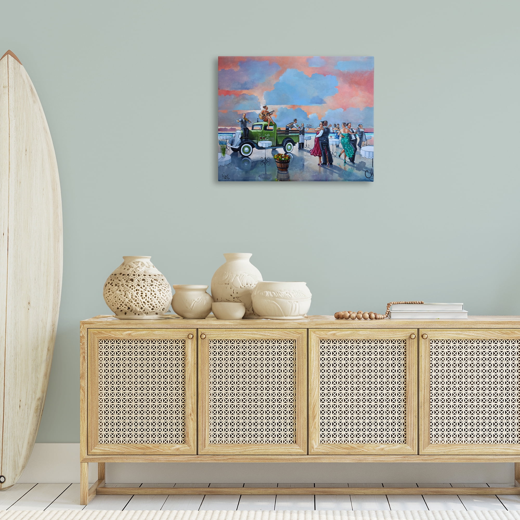 Stupell Industries Beach Ballroom Dance People Painting Wrapped Canvas Art Print Wall Art, 30 x 24
