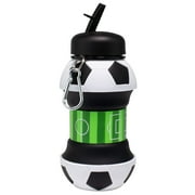 Maccabi Art: Collapsible 1 Liter Water Bottle - Soccer Ball -  Silicone, 33oz Capacity, Dishwasher Safe. BPA Free, Leak Proof Spout, Carabiner Clip