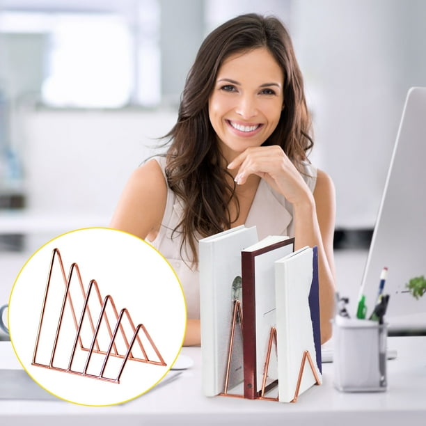 Wmhnj Estantera organizadora de escritorio de metal con capacidad para 5 libros, 4 opciones de color para oficina, hogar, estudio, sala de estar.