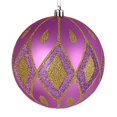 thumbnail image 2 of Vickerman N188069D 4 in. Orchid Matte Ball Ornament with Glitter Diamond Pattern  4 per Pack, 2 of 3