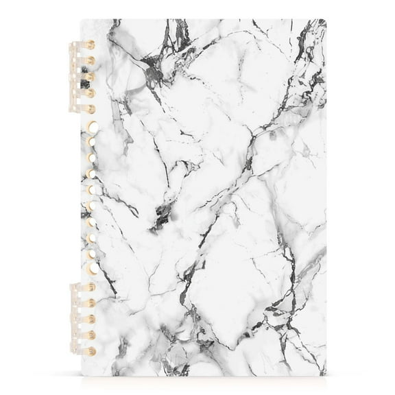 White Marble Spiral Journal Notebook College Ruled Notebook 8.3" x 5.7" A5 Lined Thick Paper Page