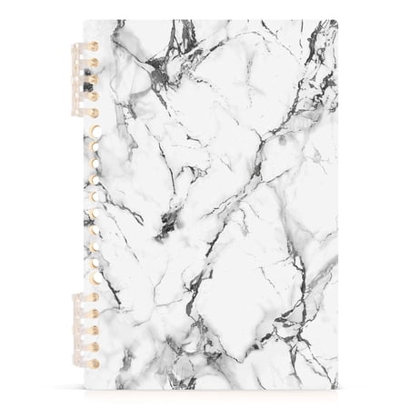 White Marble Spiral Journal Notebook College Ruled Notebook 8.3" x 5.7" A5 Lined Thick Paper Page