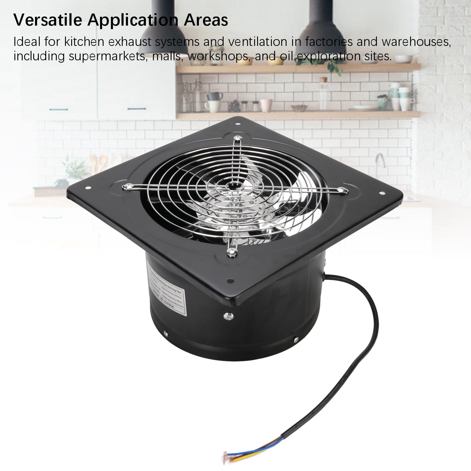 Riousery 9.8 Inch Kitchen Exhaust Fan 2800RPM 80W Carbon Steel Quiet Wall Mount Ventilation Fan for Home Bathroom Garage 110V / 25 cm