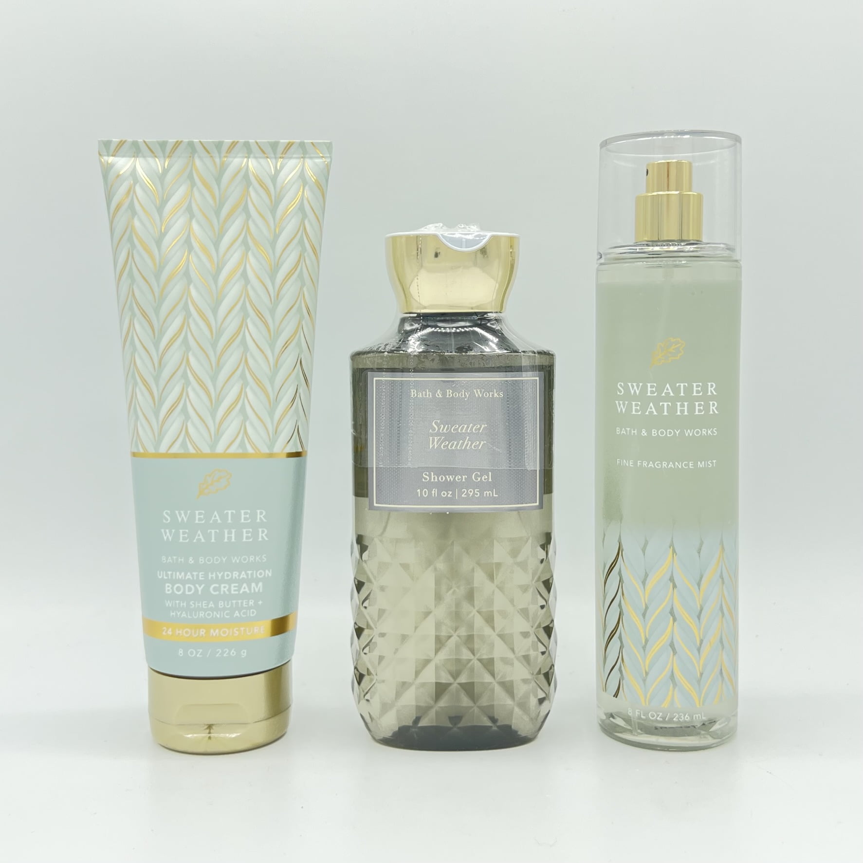 Bath &amp; Body Works Sweater Weather Body Cream, Shower Gel and Fine Fragrance Mist 3-Piece Bundle