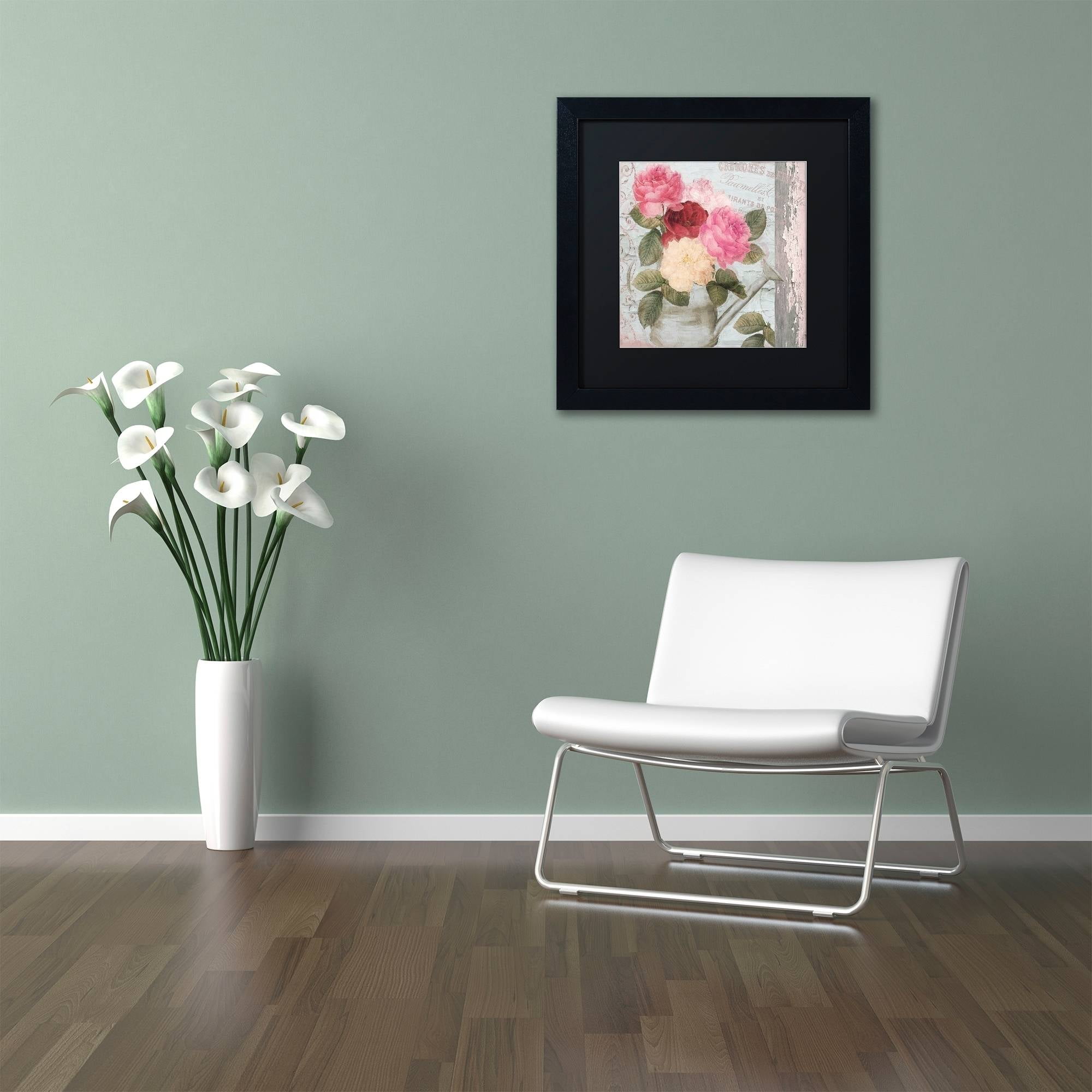Trademark Fine Art "Chalet d'Ete Roses" Canvas Art by Color Bakery Black Matte, Black Frame