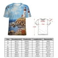 thumbnail image 2 of Lighthouse Sunrise Coast Scenery Pale Blue Tan Women's T-Shirt Short Sleeve T Shirts Tops Tee Ladies Loose T, 2 of 6