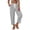Gray, variant on Womens Cotton Linen Pants Women Stripe Elastic Waist Drawstring Shorts with Pockets Ankle Shorts
