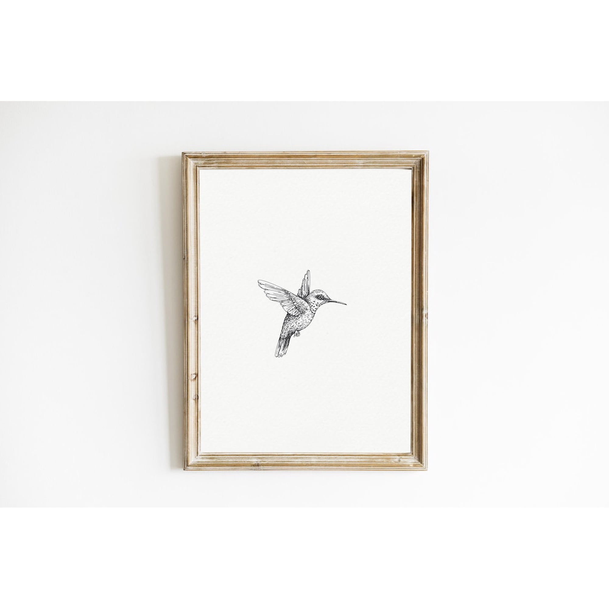 Hummingbird Sketch Art Vintage Style Pencil Drawing Neutral Nursery Ideas