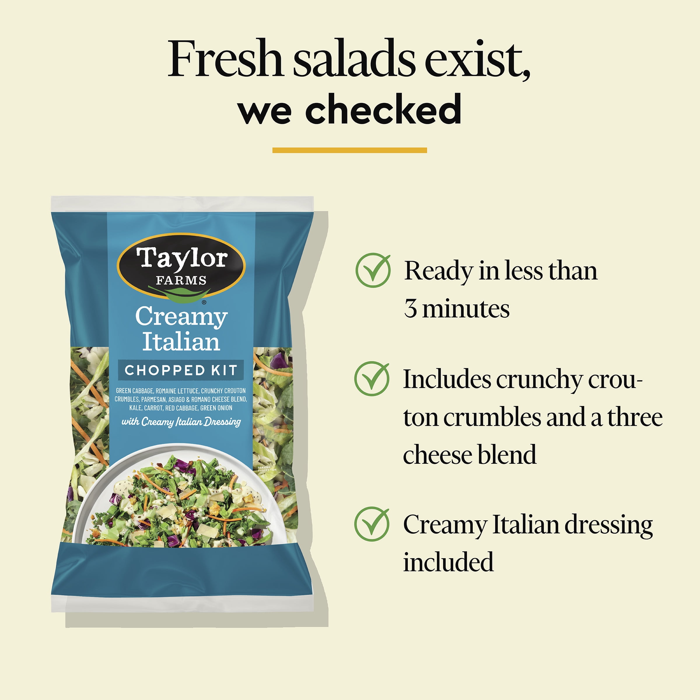 Taylor Farms Creamy Italian Chopped Salad Kit, 11oz, Fresh