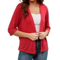 thumbnail image 2 of Women's Cardigan Solid Color Knitted Jacket Solid Color Cotton Pocket Cardigan Outer Sweater Cardigan,Red Women's Cardigan XL, 2 of 4
