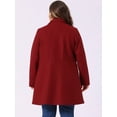 thumbnail image 4 of DARING DIVA Women's Plus Size Turn Down Collar Double Breasted A Line Coat 1X Dark Red, 4 of 6