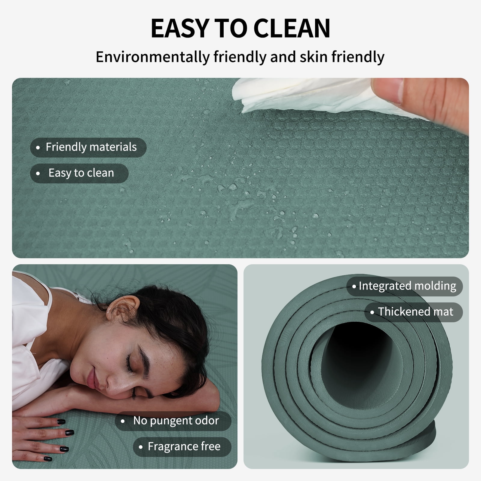 4W Wide Yoga Mats, Extra Large 35" x 72" Pilates Matt, 10mm Thick Non Slip, TPE Tear-Resistant Exercise Mats for Home Workouts (Green)