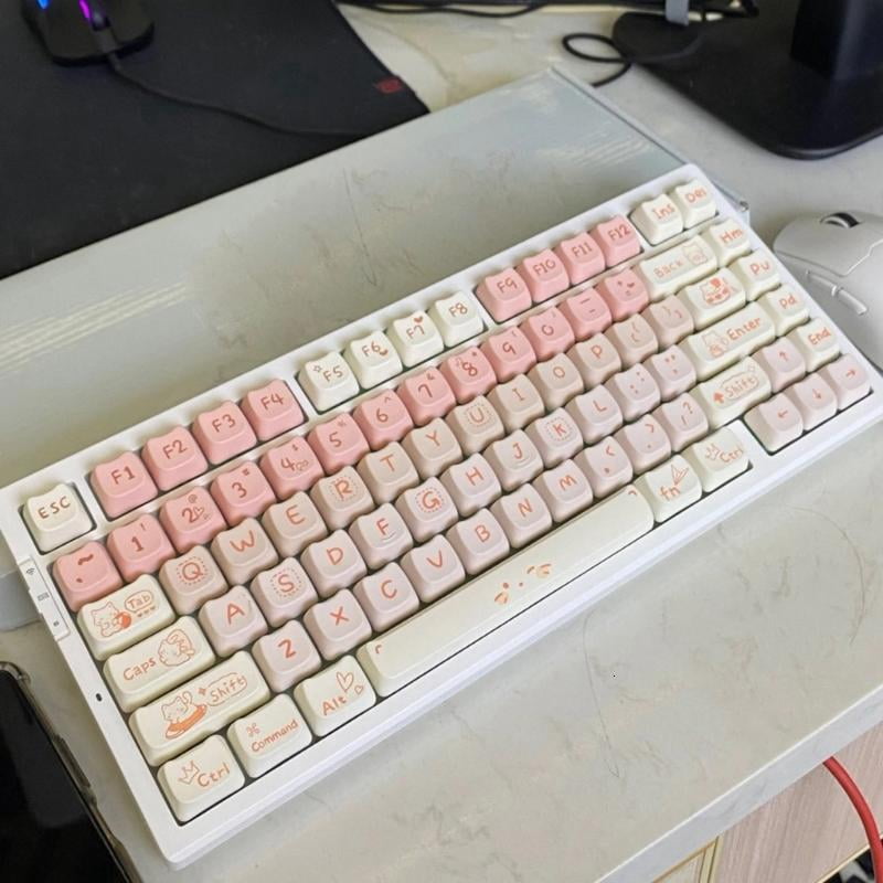 WINDLAND 134PCS Party Kitten Keycaps MAO Profile Keycap Personalizing Mechanical Keyboard