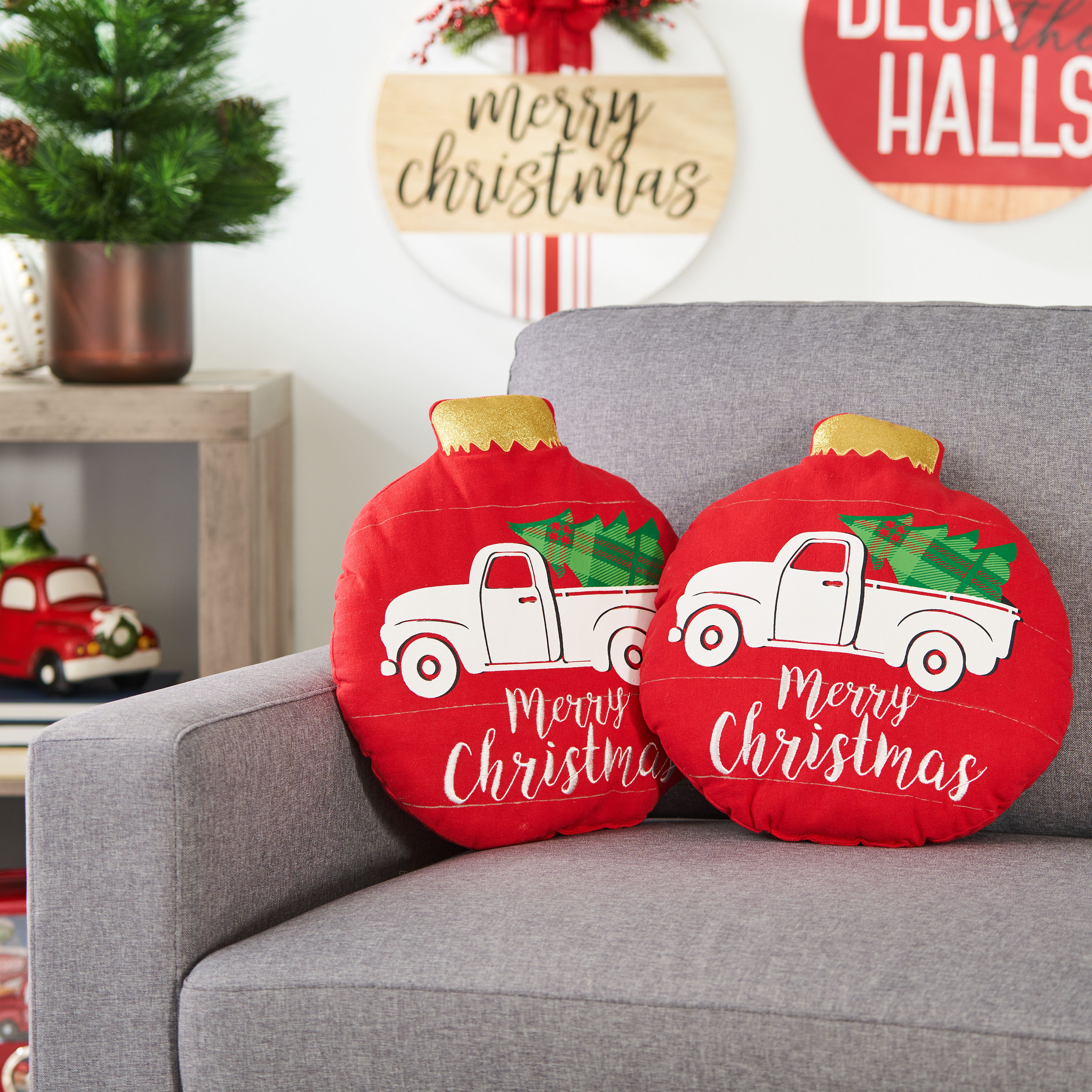 Holiday Time Christmas 13 inch Red Ornament Decorative Pillows Plush, 2-pack - image 3 of 6