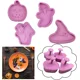 thumbnail image 1 of Juego de 4 cortadores de galletas de Halloween, estampadores de repostería para galletas sándwich en relieve directo, juego de cortadores con mango con resorte de Halloween con sombrero de bruja fantasma de calabaza Casa Encantada JM, 1 of 5